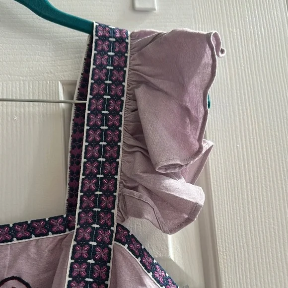 Anthropologie Lavender Embroidered Ruffle-Sleeve Top - Picture 5 of 9